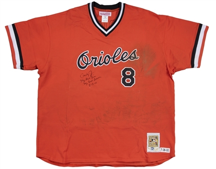 2001 Cal Ripken Jr. Game Used, Signed & Inscribed Baltimore Orioles "Turn Back The Clock" Jersey - Authenticated To 7/18/01 & 8/15/01 (Sports Investors Authentication & JSA)